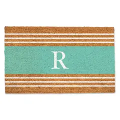 Teal Monogram Stripe Doormat R