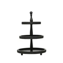 Hello Honey&reg; 25" Black 3-Tier Wood Tray