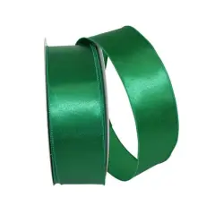 JAM Paper 2.5" x 50yd. Wired Satin Ribbon Emerald