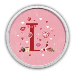 20" Valentine Things White Framed Round Monogram Print L