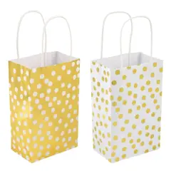 Small Gold & White Polka Dot Gift Bag Value Pack by Celebrate It&trade;