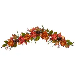 6ft. Fall Ranunculus, Hydrangea & Berries Autumn Garland