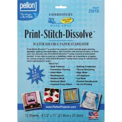 Pellon&reg; 8.5'' x 11'' White Print-Stitch-Dissolve Embroidery Paper Stabilizer, 12ct.