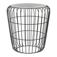 Gray Tin Industrial Outdoor Accent Table