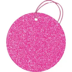 JAM Paper Circle Glitter Gift Tags with String, 30ct. Hot Fuchsia Pink