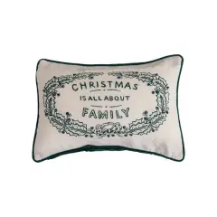 Hello Honey&reg; 20" Christmas is All About Family Cotton Lumbar Embroidered Pillow