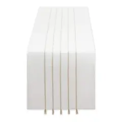 DII&reg; 72" Striped Tassel Table Runner White/Stone