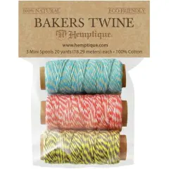 Hemptique&reg; Hula Hoop Cotton Baker's Twine Mini Spools, 3ct.