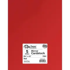 PA Paper&trade; Accents 8.5" x 11" Mirror Cardstock, 5 Sheets Red