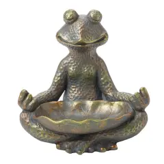 Glitzhome&reg; 14" Bronze Yoga Frog Statue