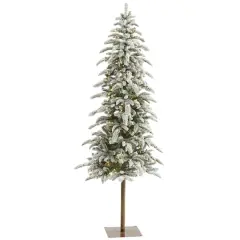 6.5ft. Pre-Lit Washington Alpine Artificial Christmas Tree, White Warm LED Lights