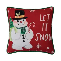 Hello Honey&reg; Let It Snow Square Cotton Printed Pillow with Snowman