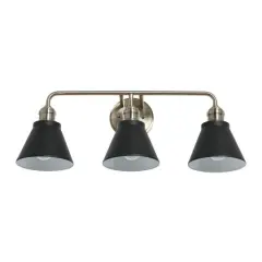 Hello Honey&reg; Robert Stevenson Lighting Josie Metal 3-Light Vanity with Shades Matte Black/Brushed Nickel