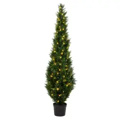 6ft. Pre-Lit Potted Cedar Tree