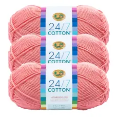 3 Pack Lion Brand&reg; 24/7 Cotton&reg; Yarn Pink