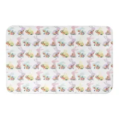 Pastel Floral Rabbits 21" x 34" Bath Mat