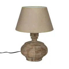 Hello Honey&reg; 18" Whitewashed Reclaimed Wood Pot Table Lamp with Cotton Shade