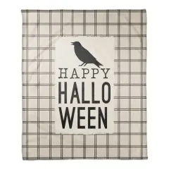 Happy Halloween Crow Fleece Blanket