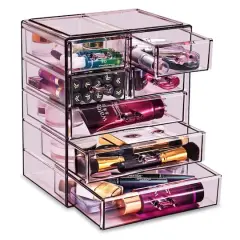 Sorbus Makeup & Jewelry Storage Case with 3 Large & 4 Small Drawers Purple