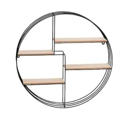 Honey Can Do 20" Black Four-Tier Circular Decorative Metal Wall Shelf