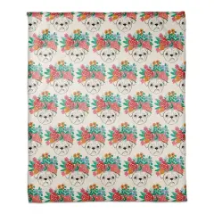 Florence Pug Pattern 50" x 60" Coral Fleece Blanket
