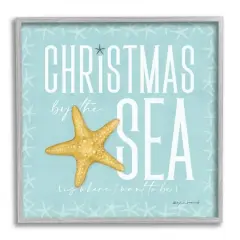 Stupell Industries Christmas By The Sea Turquoise Framed Giclee Art Gray