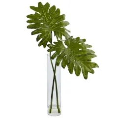 2.5ft. Philodendron Leaves in Cylinder Glass Vase
