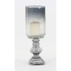 17" Black Glass Traditional Candle Holder