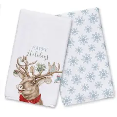Holiday Deer Antlers Tea Towel Set