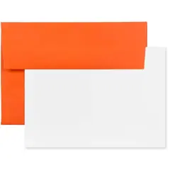 JAM Paper 3.62" x 5.12" Blank Brite Hue Greeting Cards & Envelopes, 100ct. Orange