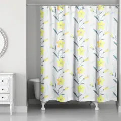 Spring Pattern Shower Curtain White