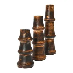 Hello Honey&reg; Wooden Waves Taper Candle Holder Set Espresso Finish