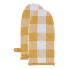 DII&reg; Buffalo Check Oven Mitts, 2ct. Honey Gold