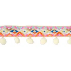 1.5" Jacquard Pom Pom Trim by Celebrate It&reg; White