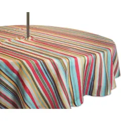 DII&reg; 60" Round Summer Stripe Outdoor Tablecloth with Zipper