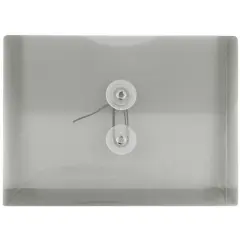 JAM Paper 5.5" x 7.5" Button & String Tie Closure Plastic Envelopes, 12ct. Smoke Gray