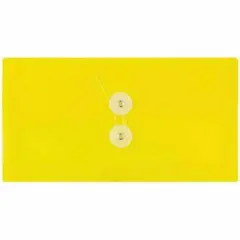 JAM Paper 5.25" x 10" Plastic #10 Business Envelope with Button and String Closure, 24ct. Yellow
