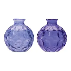 4.25" Blue Bubble Glass Bud Vase Set