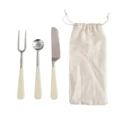 Hello Honey&reg; White Handled Stainless Steel Appetizer Utensil Set