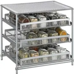 NEX&trade; 3-Tier 30-Bottle Metal Spice Rack with Drawer Organizer