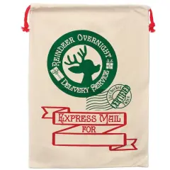 Personality Case&trade; 19" x 26" Reindeer Overnight Cotton Christmas Drawstring Bag