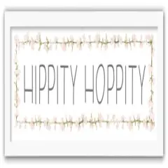 Hippity Hoppity Gray 12" x 36" White Framed Print Under Plexiglass