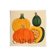 Stupell Industries Gather Autumn Harvest Gourds Wall Plaque Art