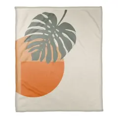 Sun and Palm Leafs 50" x 60" Coral Fleece Blanket