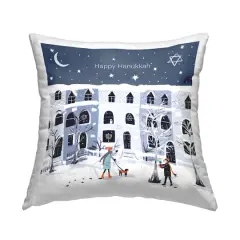 Stupell Industries Happy Hanukkah Winter Neighborhood Pillow