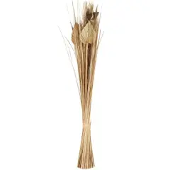 3.4ft. Brown Dried Plant Pampas Grass Natural Foliage with Fan Palm Leaves