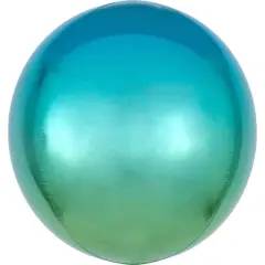 Orbz&reg; 16" Round Matte Balloon Ombre Blue and Green