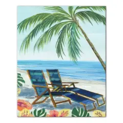 Beach Lounge Chairs 16" x 20" Canvas Wall Art