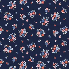 Fabric Editions Navy Carolina Bouquet Cotton Fabric