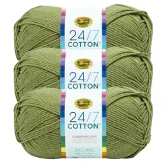 3 Pack Lion Brand&reg; 24/7 Cotton&reg; Yarn Bay Leaf